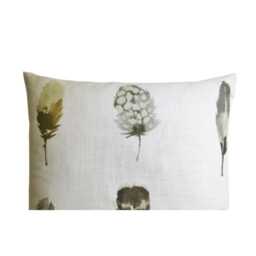 Harlequin, Limosa, Mustard Gold, Grey & Brown Feathers, Cream Linen Cushion Cover, Throw Pillow Home Decor - thumbnail 2