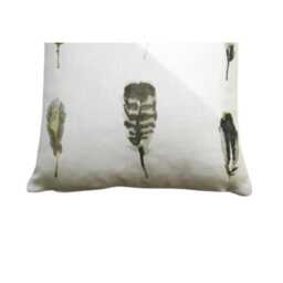 Harlequin, Limosa, Mustard Gold, Grey & Brown Feathers, Cream Linen Cushion Cover, Throw Pillow Home Decor - thumbnail 3