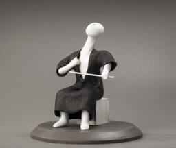 Statuette, Figure, Statue, Ceramics, Ceramic Sculpture, Musician, Black & White, Made To Order - thumbnail 2