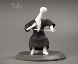 Statuette, Figure, Statue, Ceramics, Ceramic Sculpture, Musician, Black & White, Made To Order - thumbnail 1