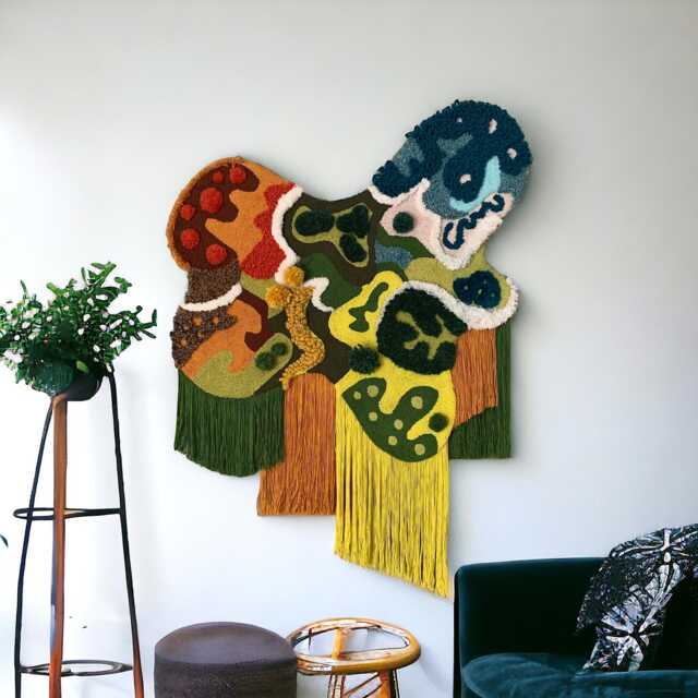 xxl Punch Needle Wall Art Irregular Embroidered Fiber Tapestry - 100x135 cm - image 1