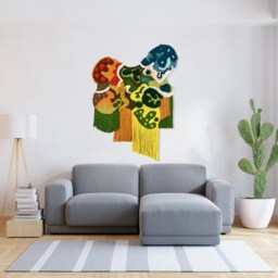 xxl Punch Needle Wall Art Irregular Embroidered Fiber Tapestry - 100x135 cm - thumbnail 4