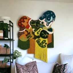 xxl Punch Needle Wall Art Irregular Embroidered Fiber Tapestry - 100x135 cm - thumbnail 3
