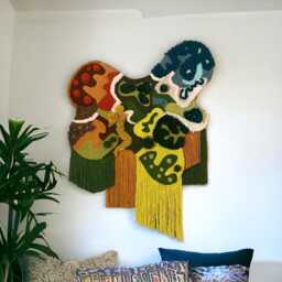 xxl Punch Needle Wall Art Irregular Embroidered Fiber Tapestry - 100x135 cm - thumbnail 2