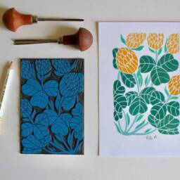 Irish Shamrock Clover Linocut Art Print/Colourful Wall Irelands National Flower A5 Or A4 On Cotton Paper - thumbnail 3