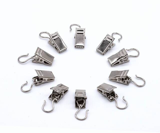 Curtain Clips Silver, Secure Attachment For Wall Cloth & Tapestry With Strong Clamp Hook Hanging - image 1