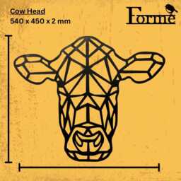 Geometric Cow Head. Wall Mounted Steel Home Decor - thumbnail 3
