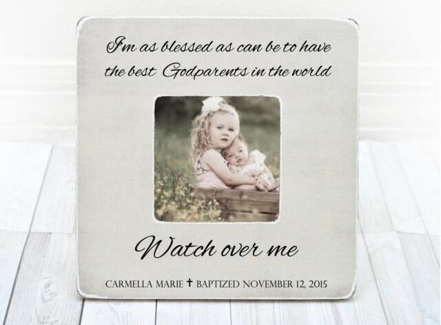 Personalized Godparents Picture Frame Baptism Gift, Gift For Baptism, Baptism Gift, Godparents - image 1