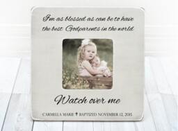 Personalized Godparents Picture Frame Baptism Gift, Gift For Baptism, Baptism Gift, Godparents - thumbnail 1