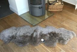 xl Mushroom Grey Sheepskin Rug, Extra Long Double Throw, Hand Finished - thumbnail 1