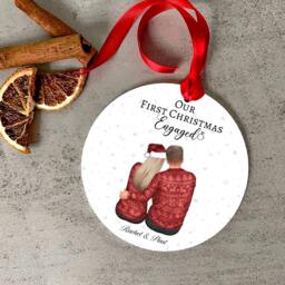First Christmas Engaged Bauble, Couple Ornament, Decoration, Newly 1st Xmas Gift For Couples Acrylic Bauble