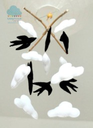 Swallows Mobile - Boho Decoration Black White Baby - thumbnail 2