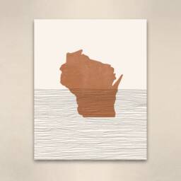 Boho Decor - Wisconsin Mid Century Wall Art, Minimalist Art & Abstract Print, Map Print - thumbnail 3