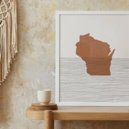 Boho Decor - Wisconsin Mid Century Wall Art, Minimalist Art & Abstract Print, Map Print - thumbnail 2