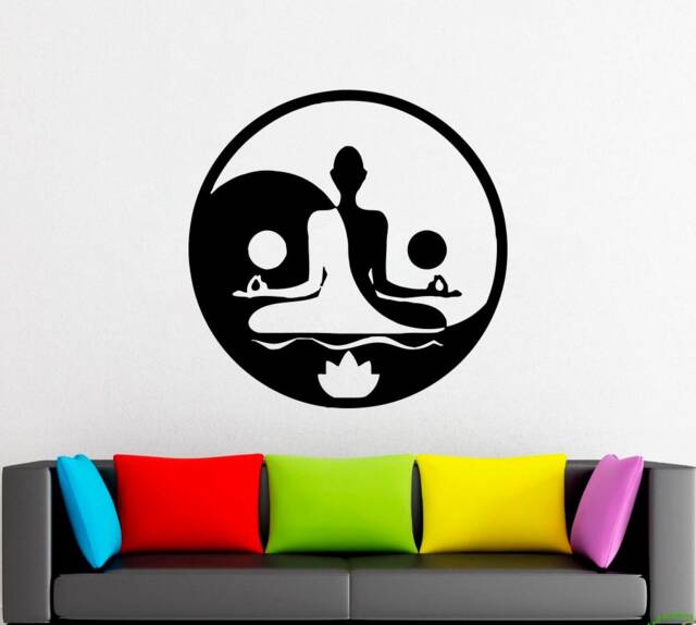 Yin Yang Vinyl Wall Decal Taoism Floral Balance Sticker 2033 - image 1