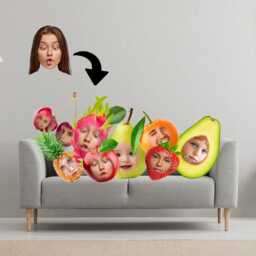 Funny Personalised Fruit Face Cushion - Upload Your Photo 3D Custom Head Pillow Gift Joke Gag Choose From Dropdown - thumbnail 1