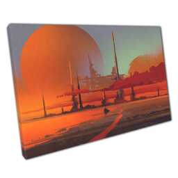 Futuristic Sci-Fi Industrial Desert Wall Art Print Traveller Canvas Picture For Home Office Decor - thumbnail 1