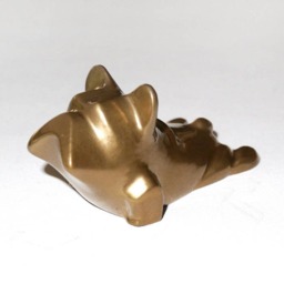 Gold French Bulldog Sculpture Handmade Yoga Frenchie Figurine - thumbnail 3