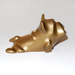 Gold French Bulldog Sculpture Handmade Yoga Frenchie Figurine - thumbnail 1