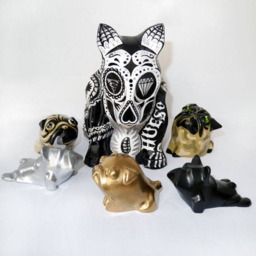 Gold French Bulldog Sculpture Handmade Yoga Frenchie Figurine - thumbnail 4