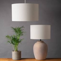 Nautical Cotton Ticking Stripe Lampshade. Seaside Inspired Grey & White Striped Cylinder Style Shade. 30cm & 40cm Available - thumbnail 1