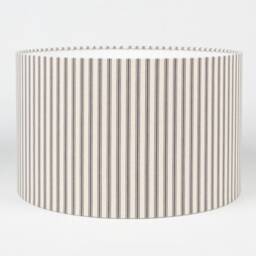 Nautical Cotton Ticking Stripe Lampshade. Seaside Inspired Grey & White Striped Cylinder Style Shade. 30cm & 40cm Available - thumbnail 2