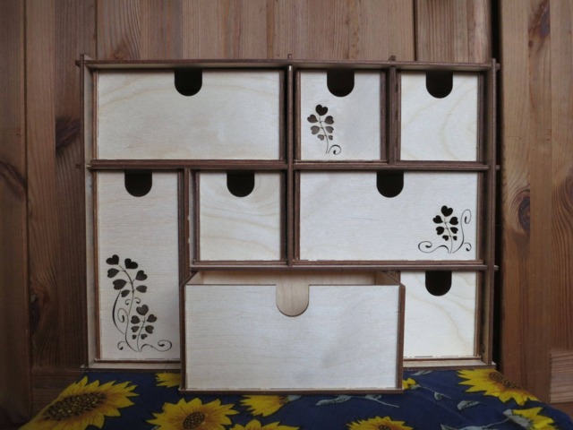 Filigree Wooden Mini Chest Of Drawers Desktop Jewelry Storage - image 1
