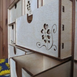 Filigree Wooden Mini Chest Of Drawers Desktop Jewelry Storage - thumbnail 3