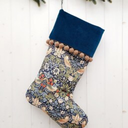 William Morris Christmas Stocking, Velvet Cuff, Decorations, Luxury, Gift, Floral Luxury Stockings - thumbnail 2