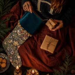William Morris Strawberry Thief Velvet Heirloom Stocking - thumbnail 2