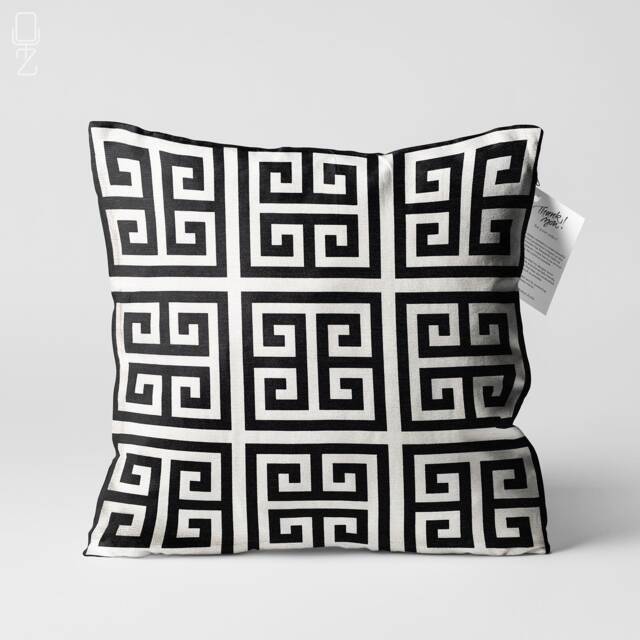 Black & White Cushion Cover With Geometric Pattern - Double Sided Printing Throw Pillow On The Soft Chenille Different Sizes - image 1