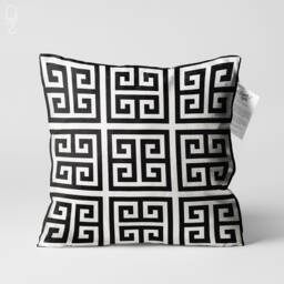 Black & White Cushion Cover With Geometric Pattern - Double Sided Printing Throw Pillow On The Soft Chenille Different Sizes - thumbnail 1