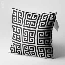 Black & White Cushion Cover With Geometric Pattern - Double Sided Printing Throw Pillow On The Soft Chenille Different Sizes - thumbnail 3