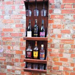 Wood Wine Rack - Alcohol Bar -Wine Glass Mounted Whiskey Wooden Storage Holder Hanging Mini - thumbnail 2