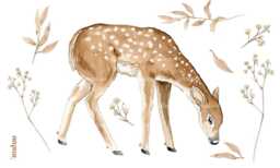 Fawn Wall Decal Neutral Woodland Animal Art For Nursery - thumbnail 1
