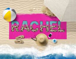 Personalised Beach Towel, Animal Print Name, Pool Custom Swim Holiday Girls Holiday, Hen Party - thumbnail 1