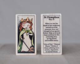 st Dymphna Patron Saint Block With Gift Bag // Of Depression, Anxiety & Mental Illness Catholic Toys By Almondrod