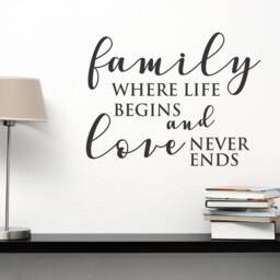 Family Wall Quote Decal - Where Life Begins & Love Never Ends Wall Sticker Quote Decals - thumbnail 2