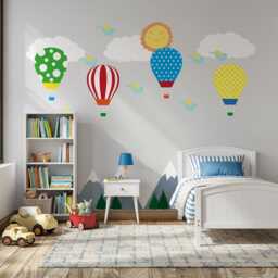 Kids Wall Decals Mountain Hot Air Balloons, Stickers, Decal Nursery, Nursery Decal, Baby Decals, Decor - thumbnail 3