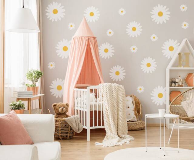 Nursery Big Daisy Wall Decal - Kids Room Floral Sticker Flower Set - image 1