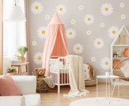 Nursery Big Daisy Wall Decal - Kids Room Floral Sticker Flower Set