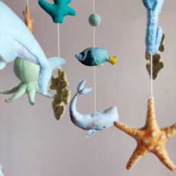 Ocean Baby Mobile, Narwhal Whale Octopus Crib Sea Life Nursery Decor - thumbnail 3