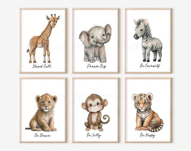 Choose Your Own Safari Jungle Animal Elephant Giraffe Zebra Lion Tiger Monkey Boys Girls A4 Or A3 Nursery Set Of Unframed Prints Zoo Text - image 1