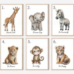 Choose Your Own Safari Jungle Animal Elephant Giraffe Zebra Lion Tiger Monkey Boys Girls A4 Or A3 Nursery Set Of Unframed Prints Zoo Text - thumbnail 2