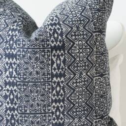 Indigo Neutral Tribal Hemp Hand Woven Natural Dye Color Lumbar Pillow Cover - thumbnail 2