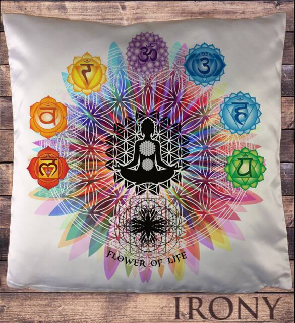 Flower Of Life Buddha Chakra Symbols Geometric Design Cushion Cover Cus796 - image 1