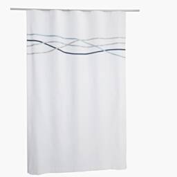 Coastal White Navy Curtains - Scandinavian Style Minimalist Beach Hut Drapes, Nautical House Curtain Panels Made To Measure - thumbnail 3