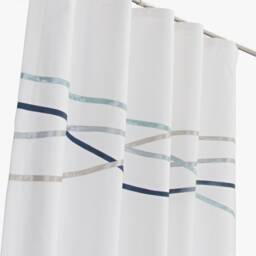 Coastal White Navy Curtains - Scandinavian Style Minimalist Beach Hut Drapes, Nautical House Curtain Panels Made To Measure - thumbnail 2
