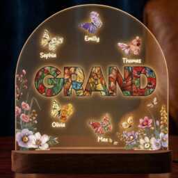 Personalized Floral Family Night Light - Custom Names Acrylic Lamp Gift For Loved Ones - thumbnail 2