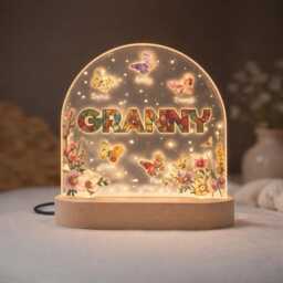 Personalized Floral Family Night Light - Custom Names Acrylic Lamp Gift For Loved Ones - thumbnail 4